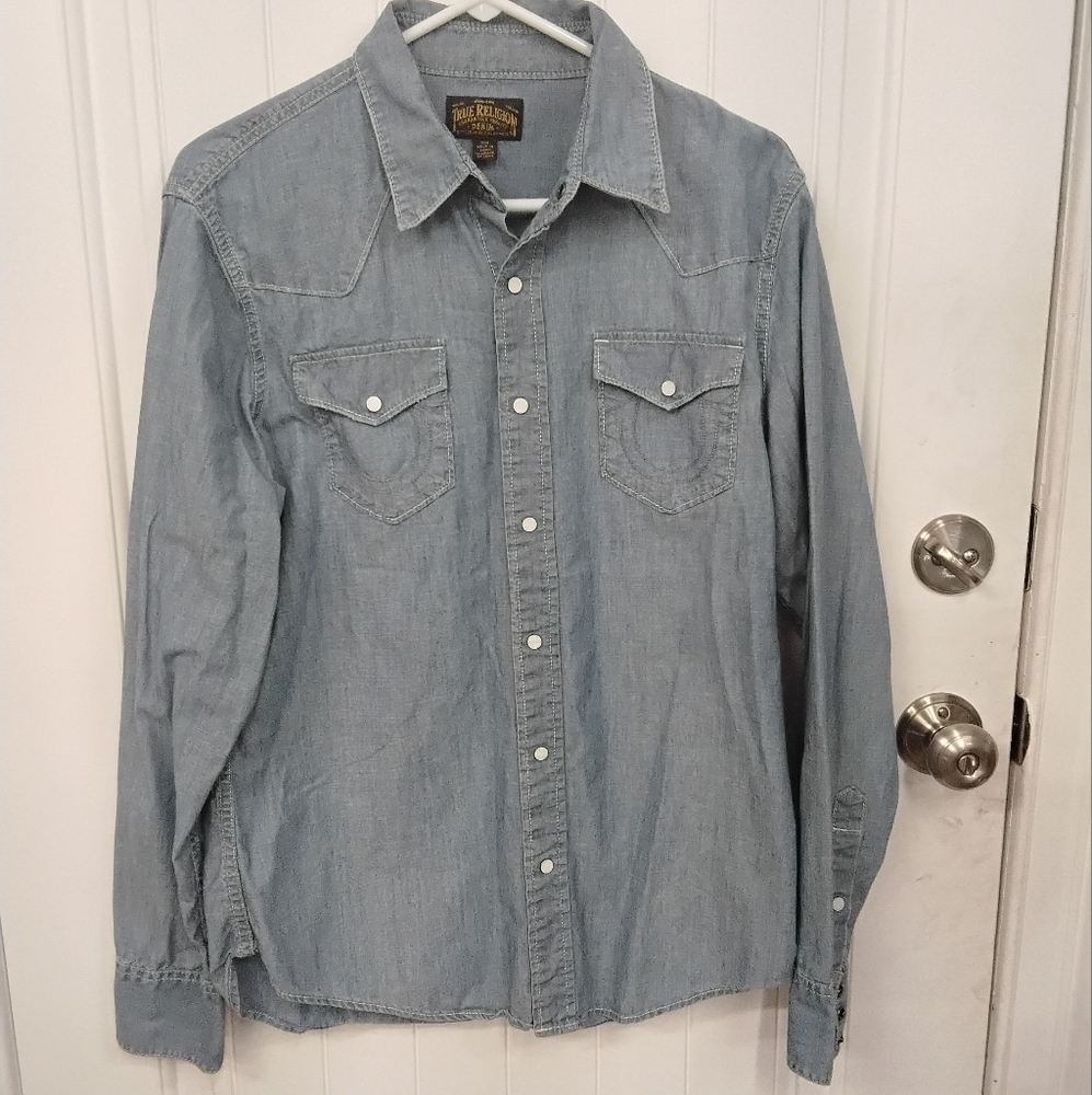 True Religion denim snap shirt. - Picture 3 of 10